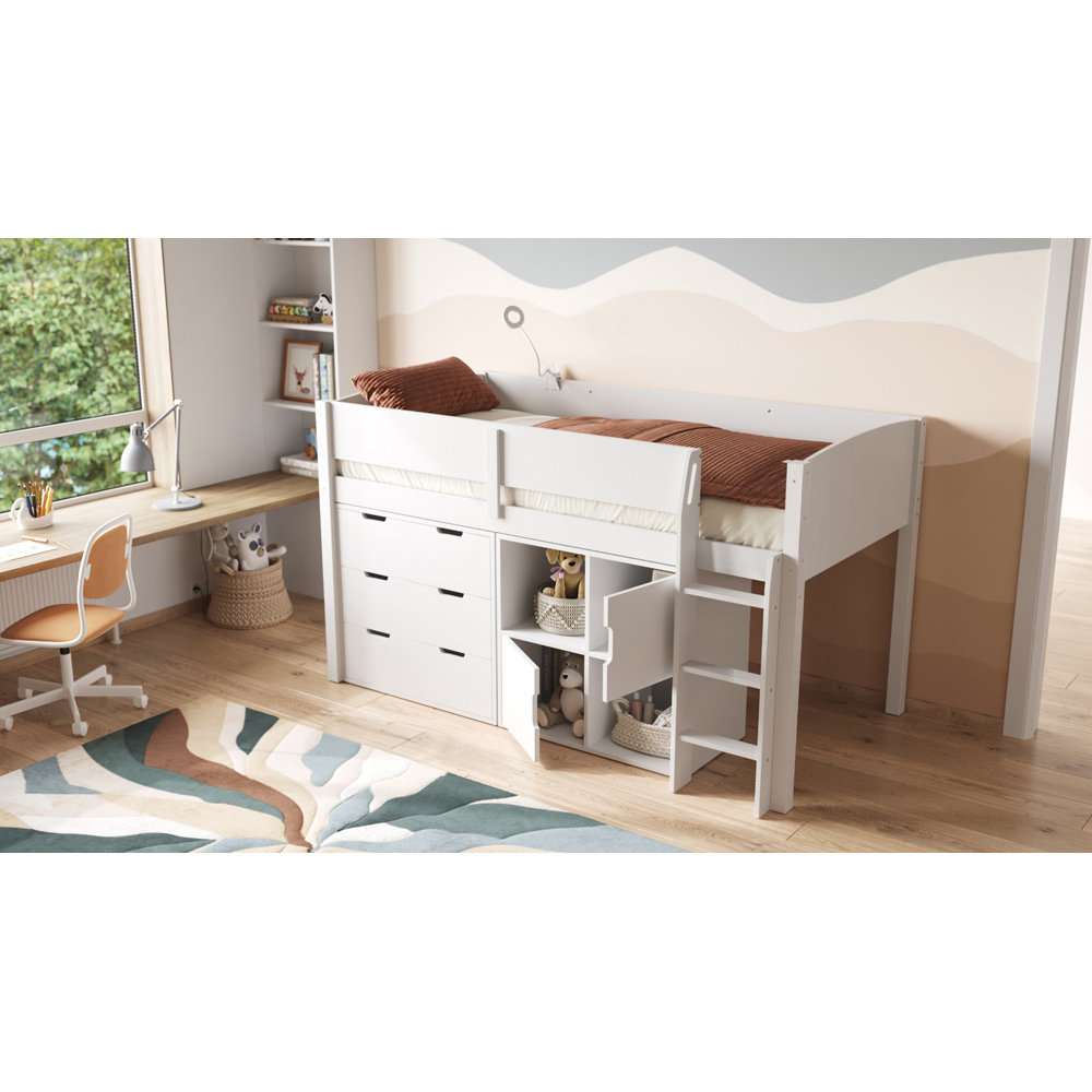 Flair Loop White Mid Sleeper Bed with Storage and Reversible Ladder Image 2