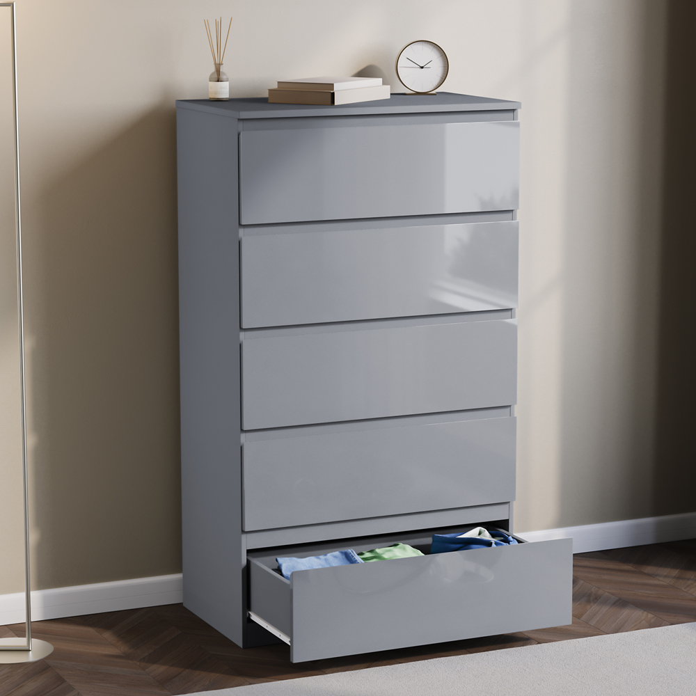 VIDA DESIGNS Glinton 5 Drawer Grey Chest of Drawers Image 4