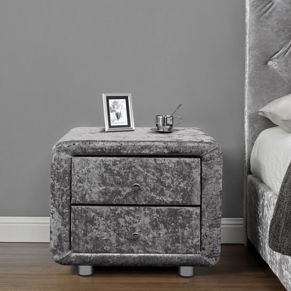 Brooklyn Silver Crushed Velvet 4 Piece Bedroom Furniture Set Image 3