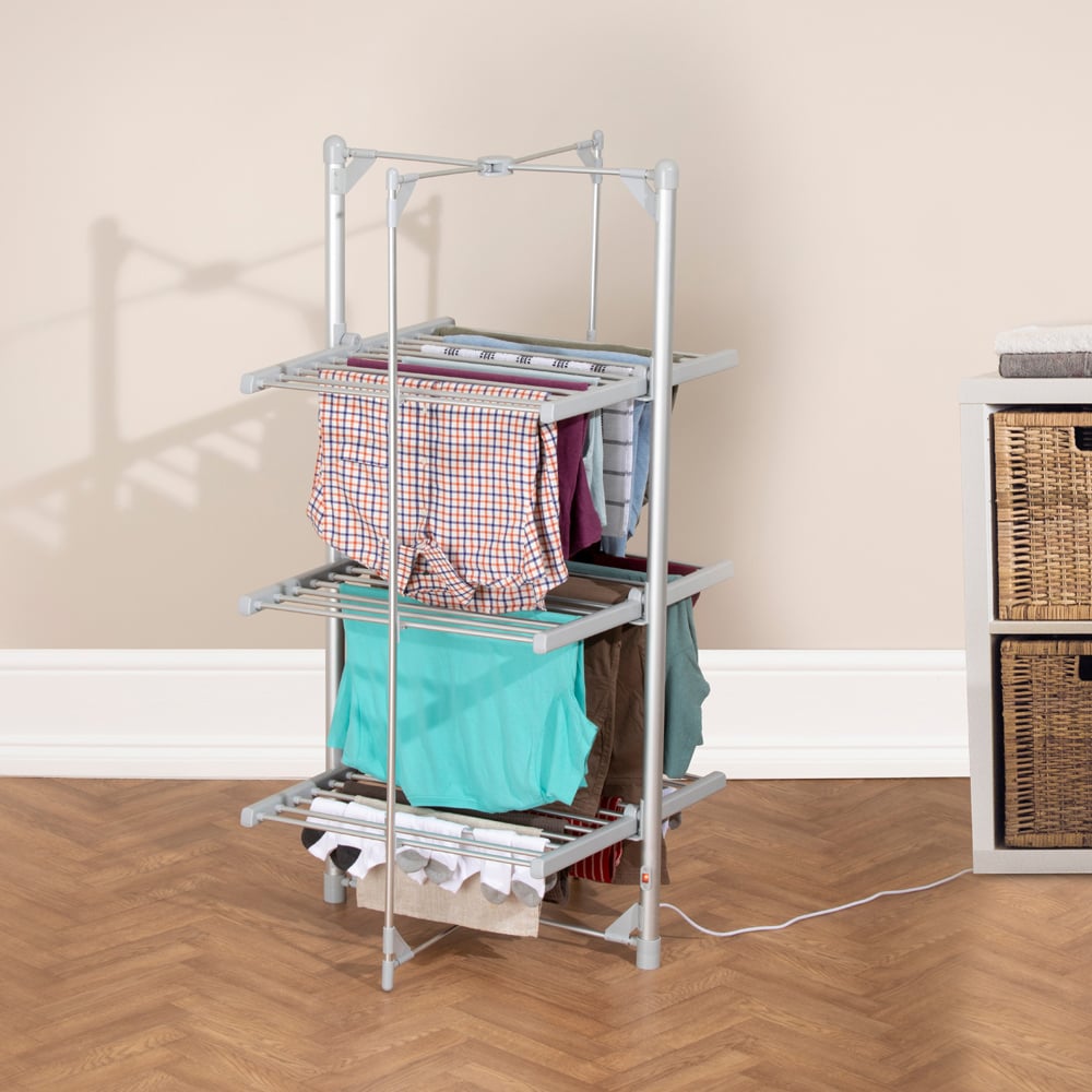 Daewoo 3 Tier Silver Heated Clothes Airer Image 2
