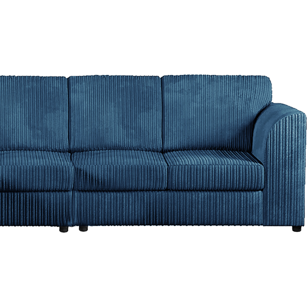 Luxor 4 Seater Marine Blue Jumbo Cord Left Hand Facing Full Back L Shaped Corner Sofa Set Image 4