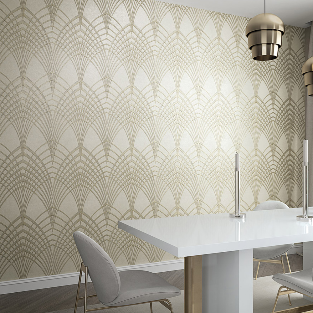 Galerie Avalon Pointed Arches Muted Gold Wallpaper Image 2