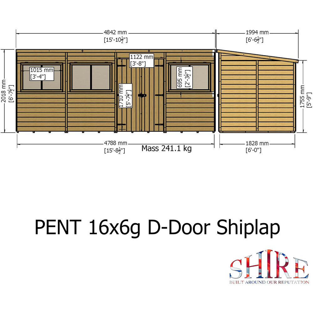 Shire 16 x 6ft Shiplap Pent Garden Storage Shed Image 9