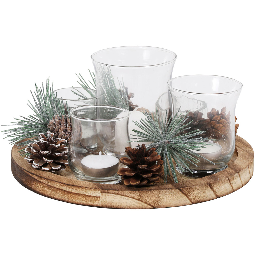 Candle Garden on Wooden Tray Image 1