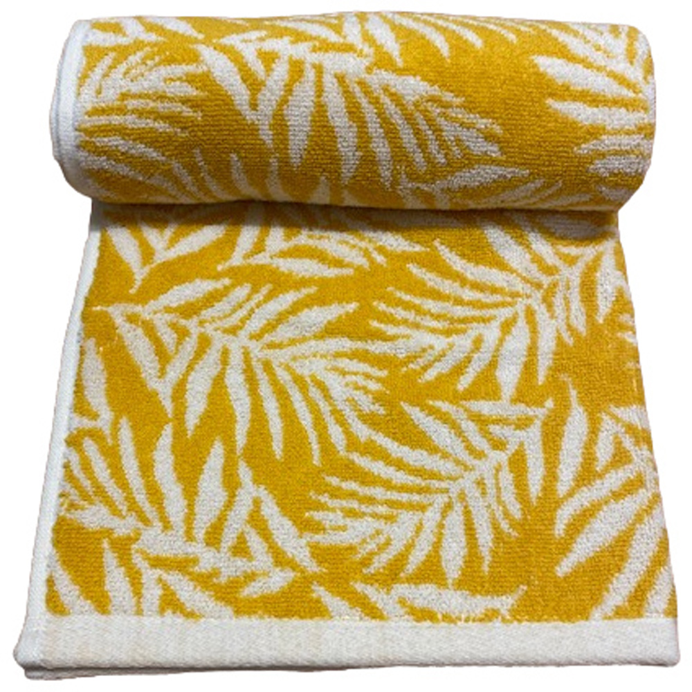 Bellissimo Botanical Ochre Turkish Cotton Bath Towel Image 1