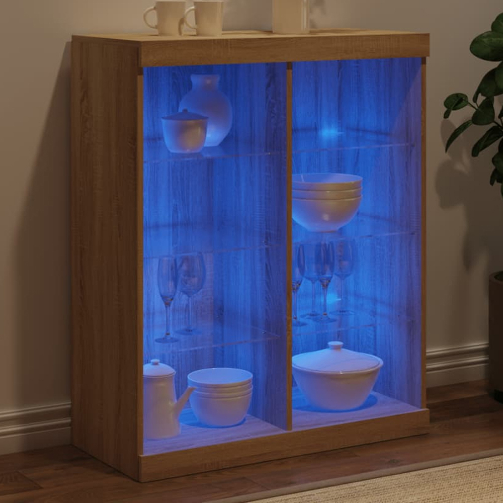 vidaXL 8 Shelf Sonoma Oak LED Sideboard Image 1