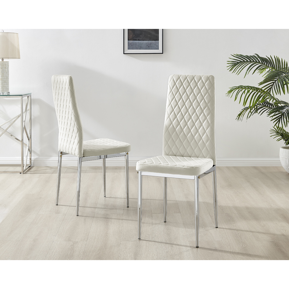 Furniturebox Molini Valera 4 Seater Dining Set Grey Gloss Cream and Chrome Image 5