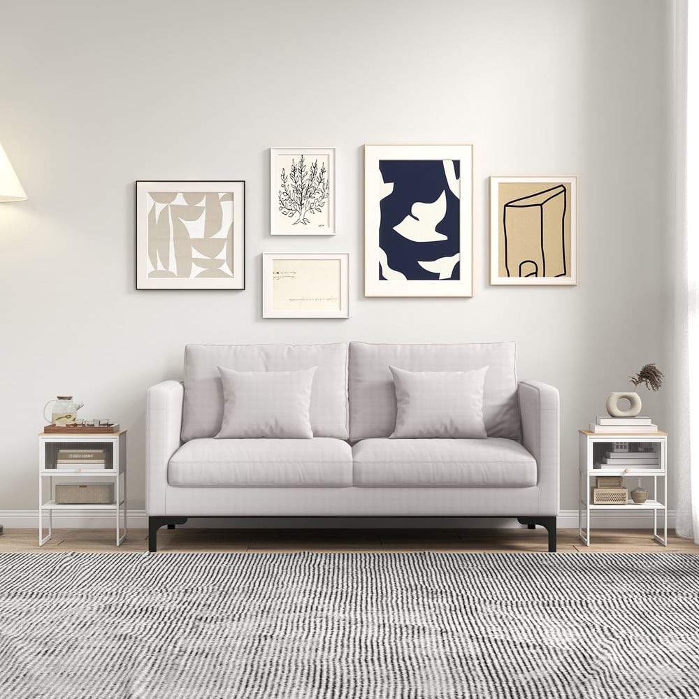 Costway Single Flip Up Door Single Shelf White Side Table Image 5