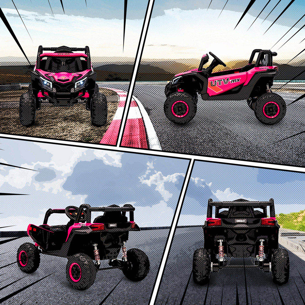 Tommy Toys Kids Pink Ride On Electric UTV Car with Remote and Safety Belt Image 3
