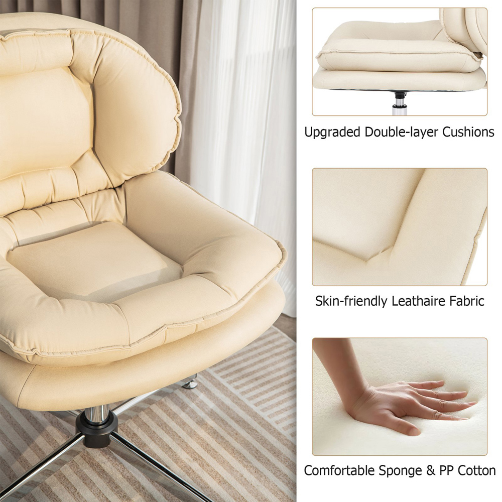 Costway Beige Padded Office Chair Image 5