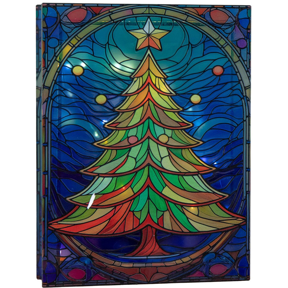 Samuel Alexander LED Stained Glass Christmas Tree Decoration 28cm Image 2