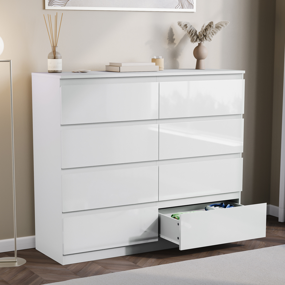 VIDA DESIGNS Glinton 8 Drawer White Chest of Drawers Image 4