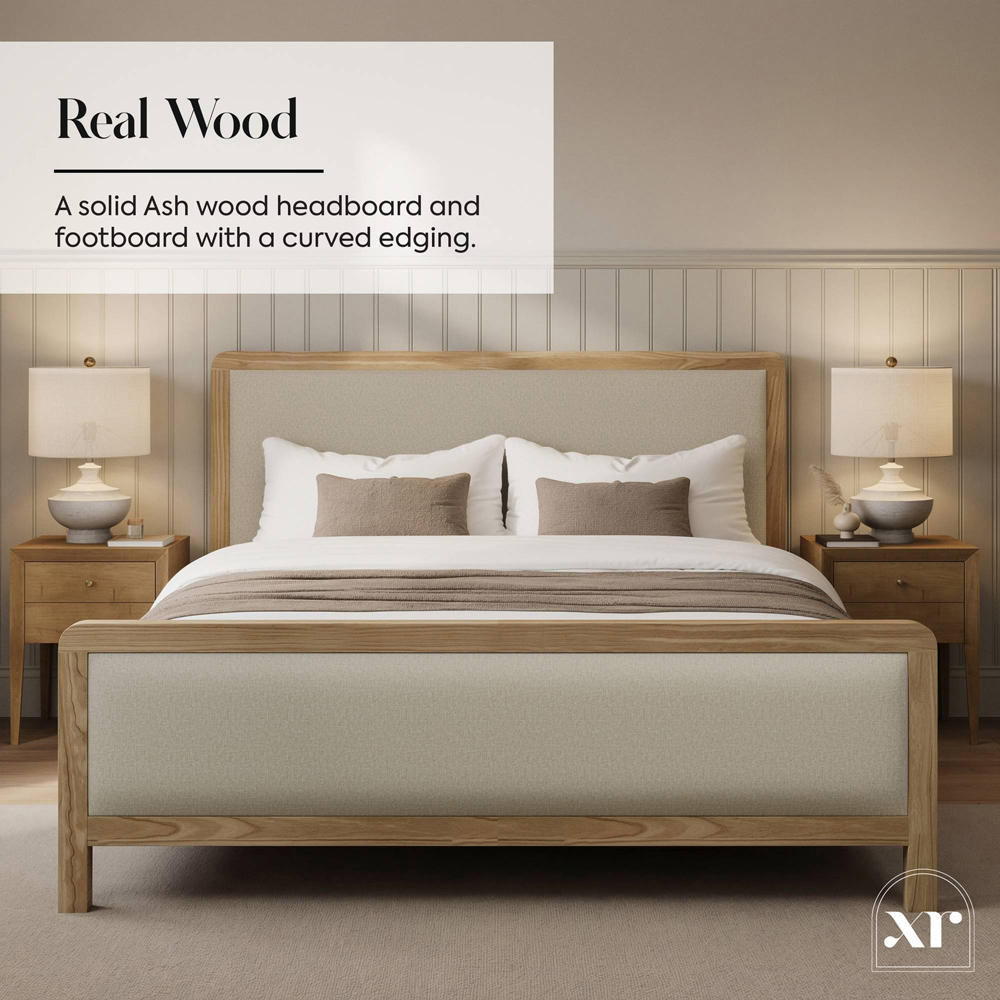 XR Living Leonie King Size Ash and Natural Wooden Shadow Ottoman Bed Image 3