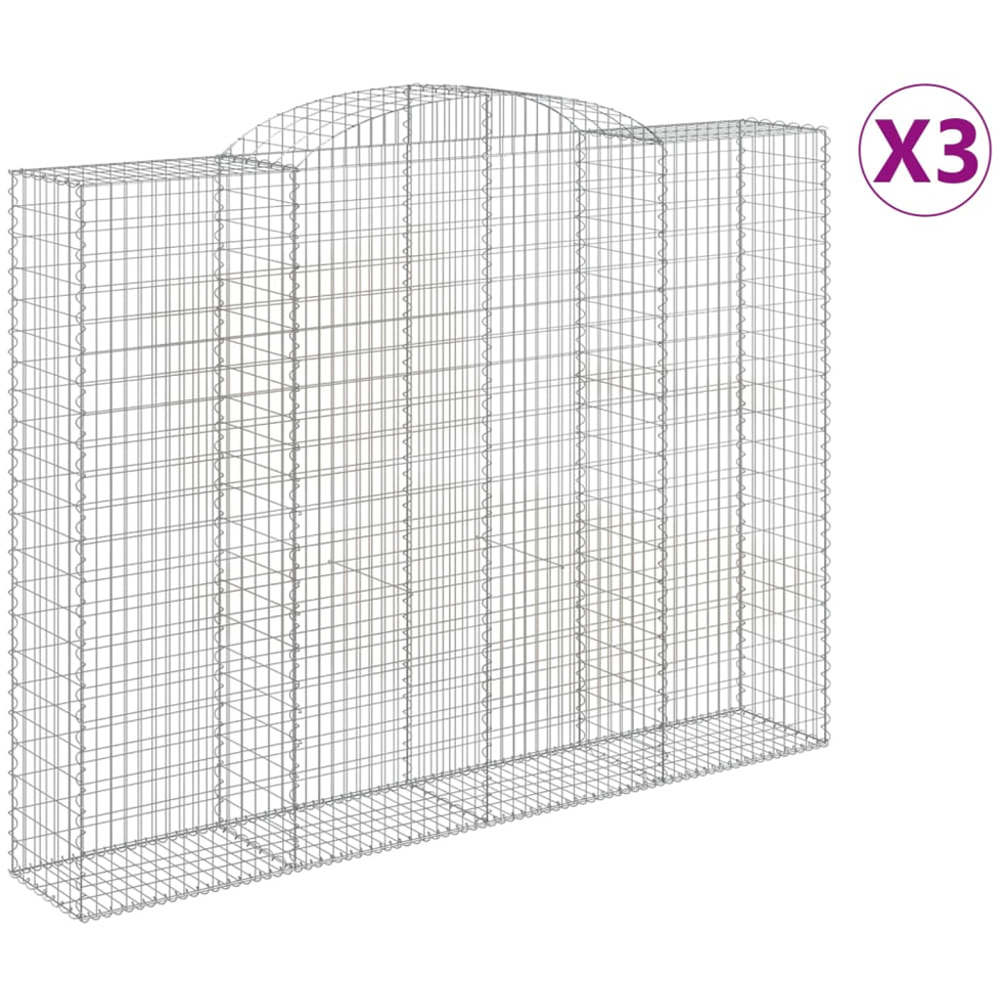 vidaXL Silver Galvanised Iron Gabion Basket 300 x 50 x 220/240cm 3 Pack Image 4