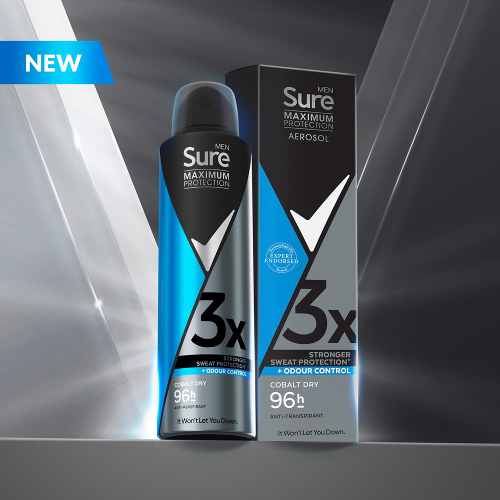 Sure Men 96H Protection Anti-Perspirant Cobalt Dry Deodorant 150ml 12 Pack Image 9