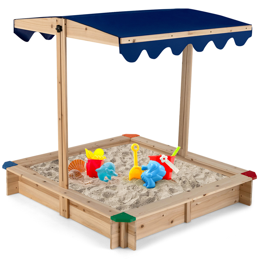 Costway Kids Wooden Sandbox with Protective Corners Image 1