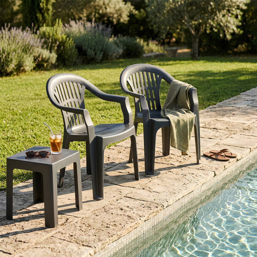 Harbour Housewares Milas Set of 6 Anthracite Garden Dining Chair Image 4