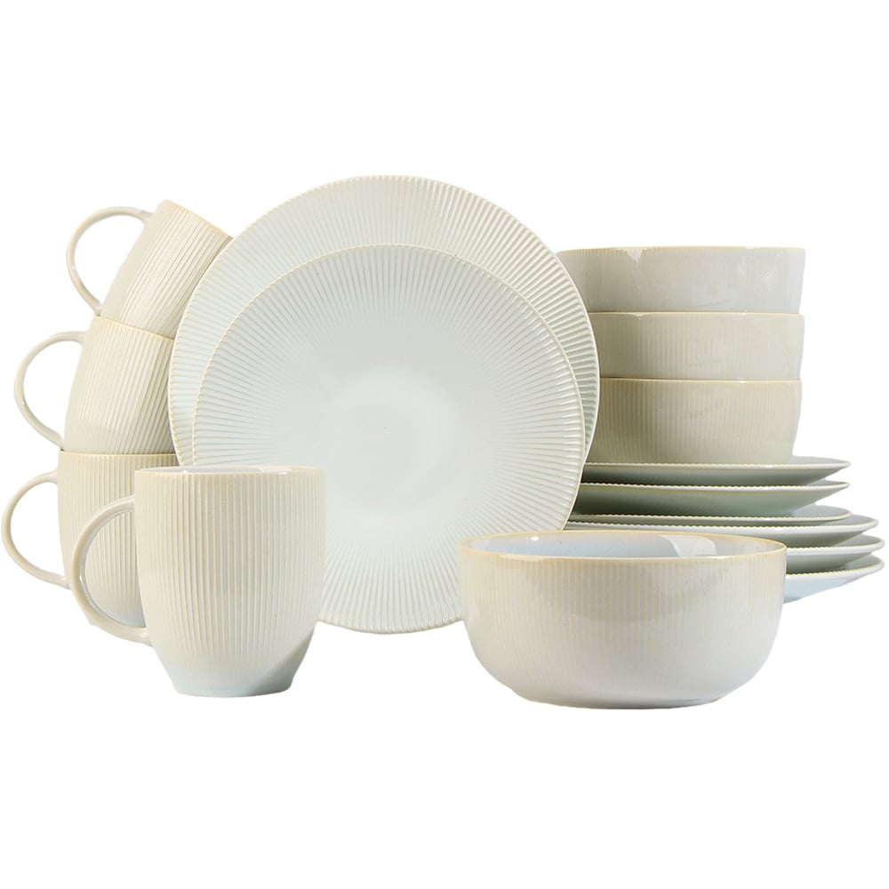 Waterside Reactive Glaze Cream 16 Piece Dinner Set Image 1