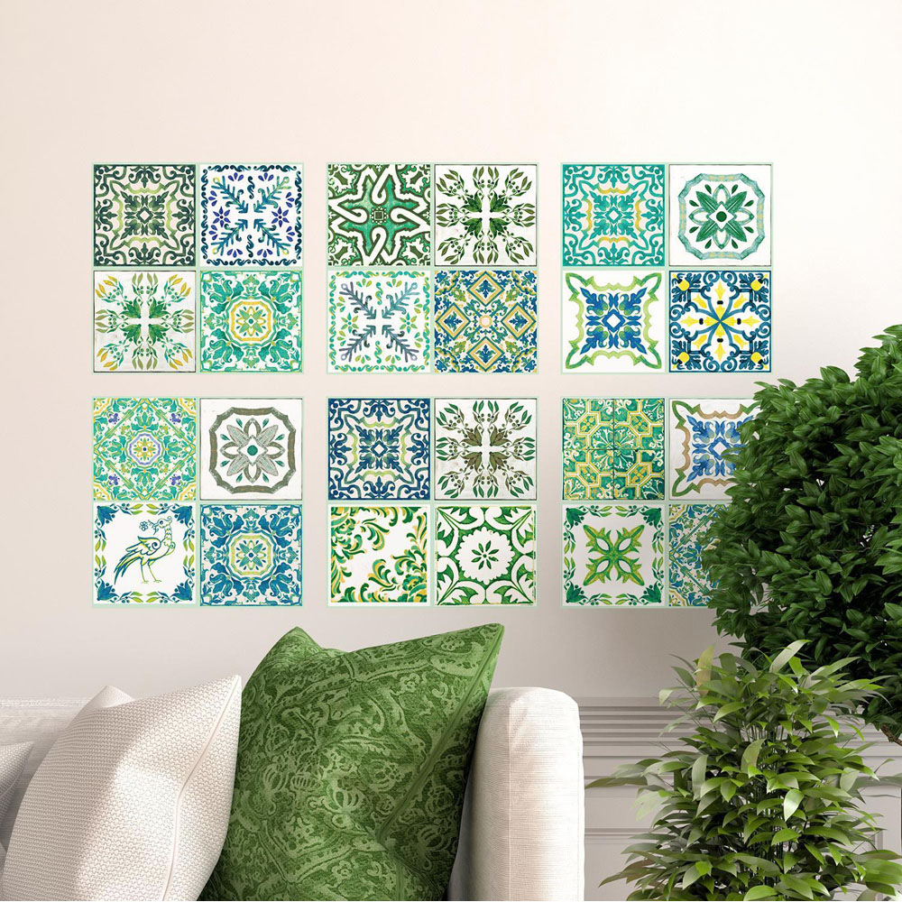 Walplus Turkish Green Mosaic Self Adhesive Tile Sticker 12 Pack Image 2
