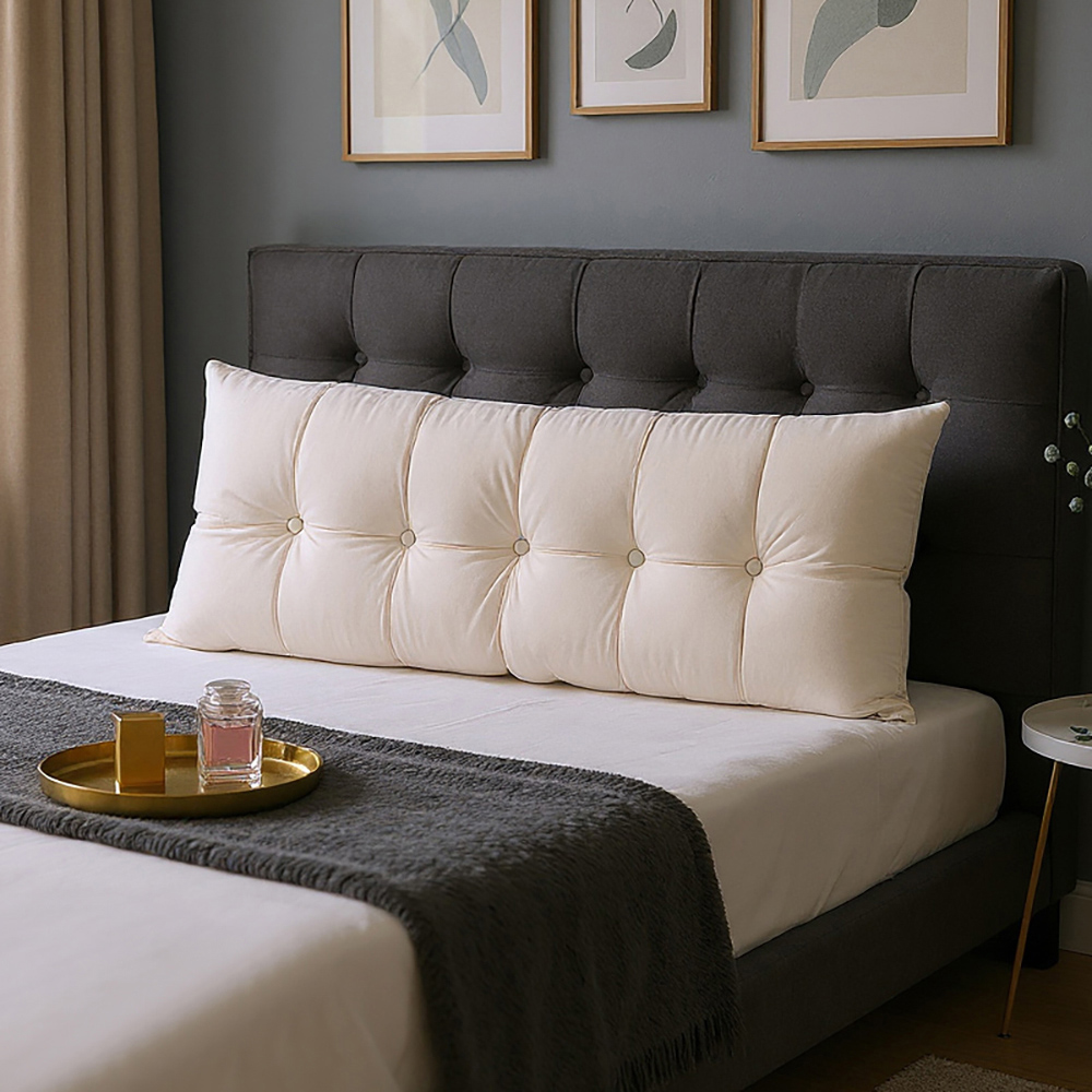 Living and Home Beige Chenille Headboard Pillow 60 x 150cm Image 2