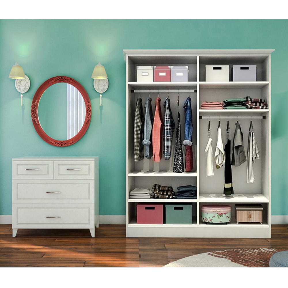 Evu INES 4 Doors White Mirror Wardrobe Image 4
