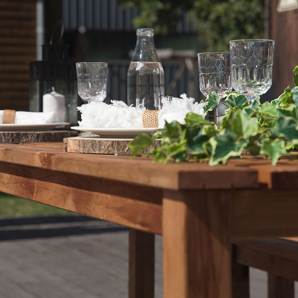 Cerland Banket 6 Seater Wooden Garden Dining Bench Set Image 6
