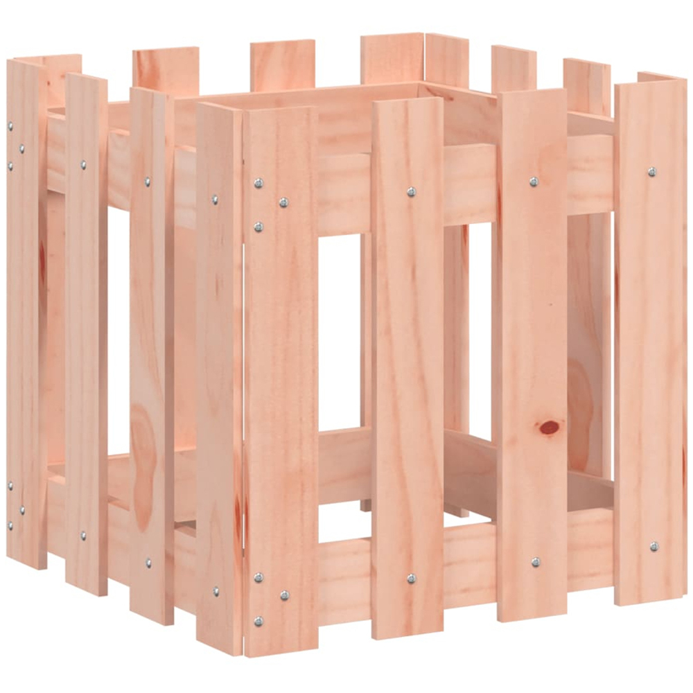 vidaXL Natural Solid Wood Douglas Fence Design Garden Planter 40 x 40 x 40cm Image 3