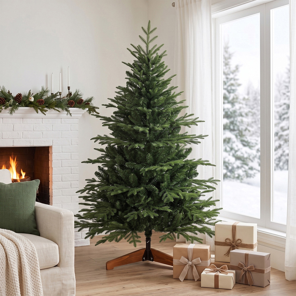 HOMCOM Green Artificial Christmas Tree with 1524 Branch Tips and Solid Pine Wood Stand 5ft Image 6