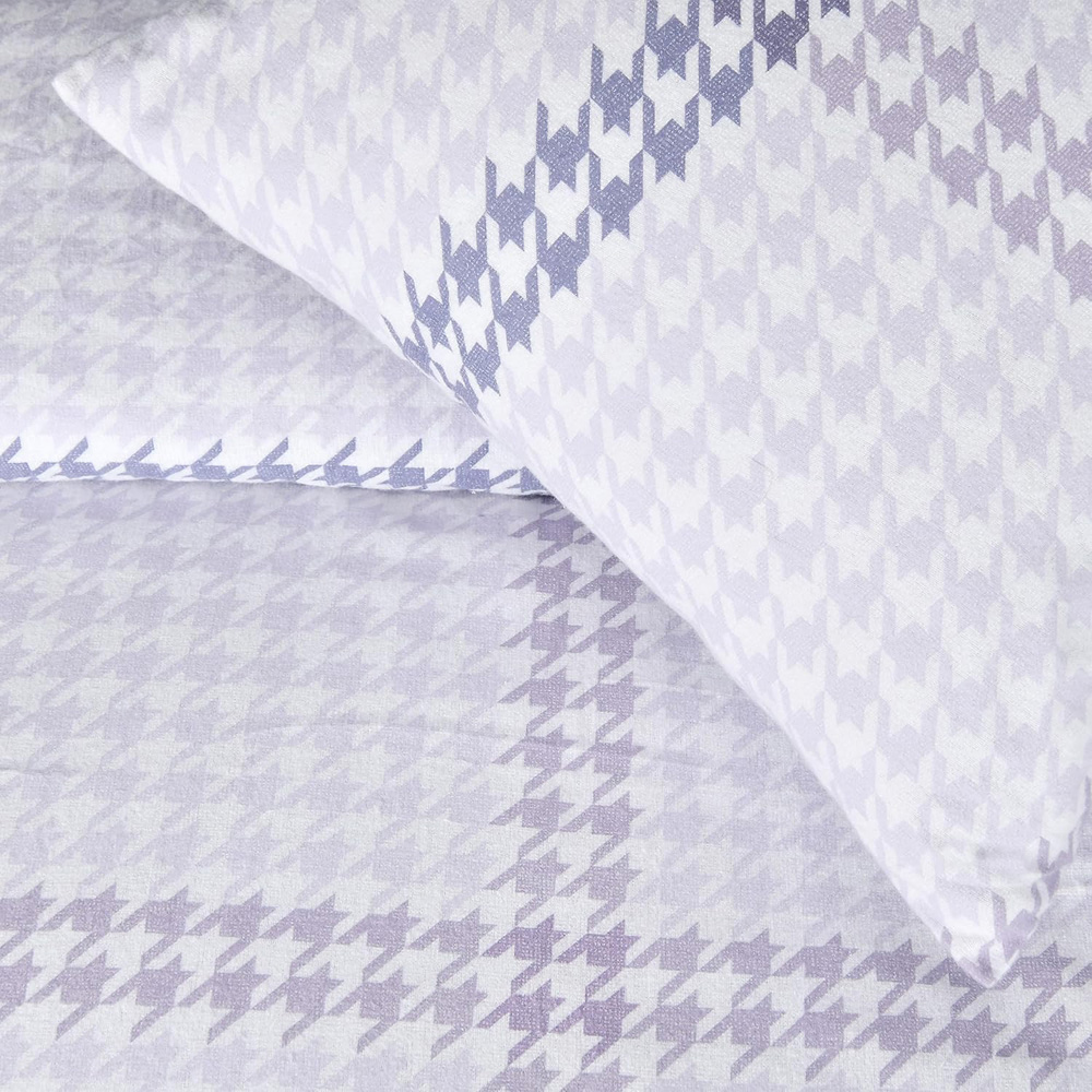 Smart Living Super King Size Lilac Houndstooth Check Duvet Set Image 6