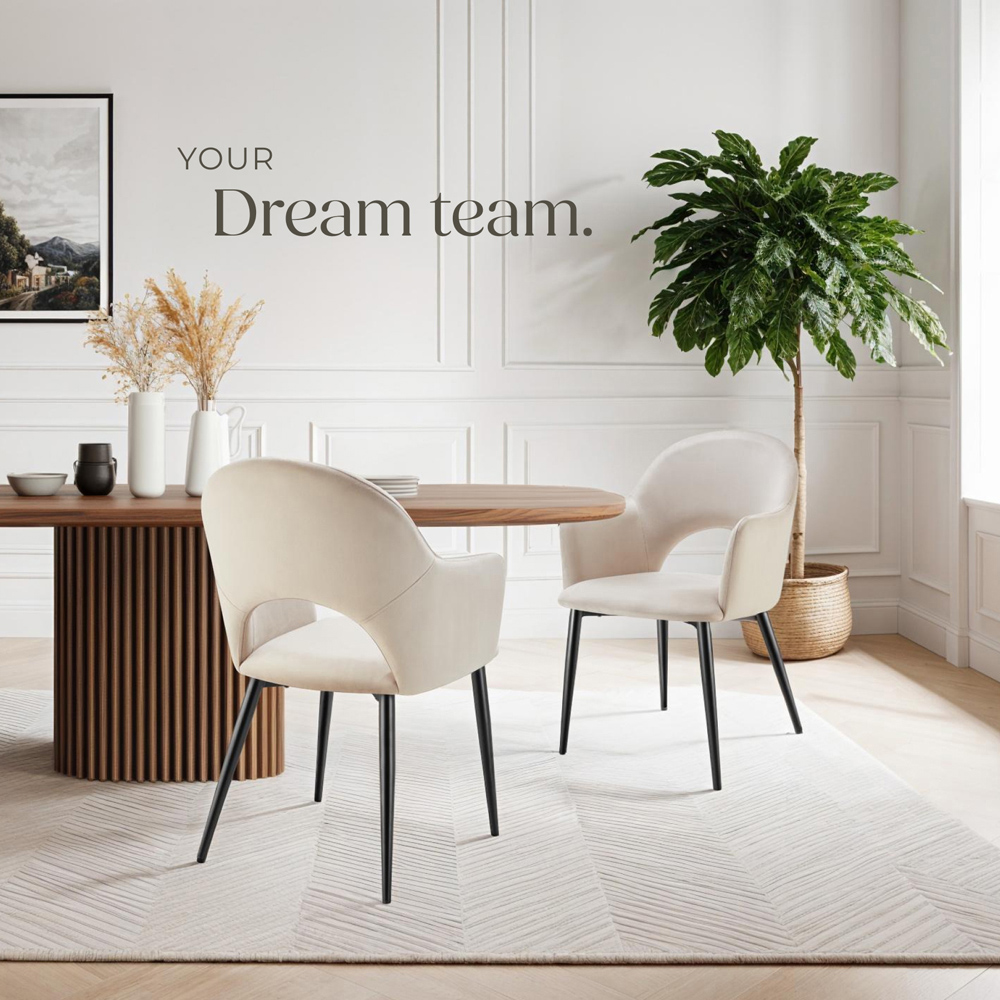 tectake Sasha Set of 2 Cream Dining Chair Image 8