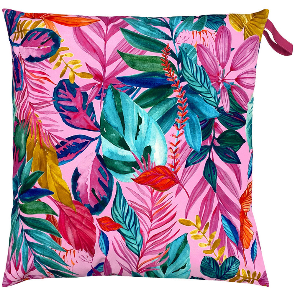 furn. Psychedelic Multicolour Jungle Tropical UV and Water Resistant Outdoor Floor Cushion Image 1