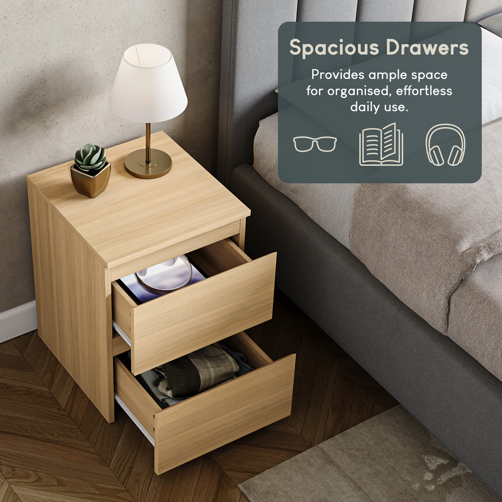 VIDA DESIGNS Denver 2 Drawer Pine Large Bedside Cabinet Set of 2 Image 7