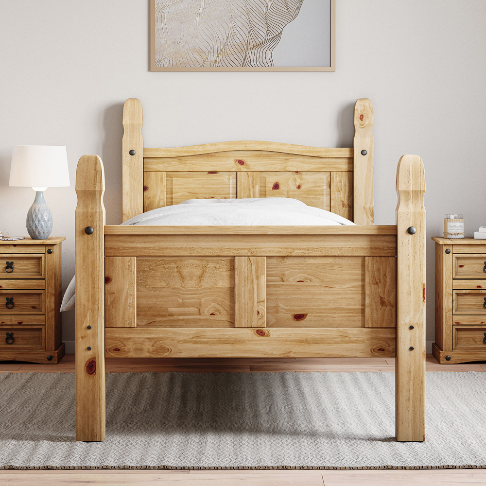 Vida Designs Corona Single Pine High Foot Wooden Bed Frame Image 3