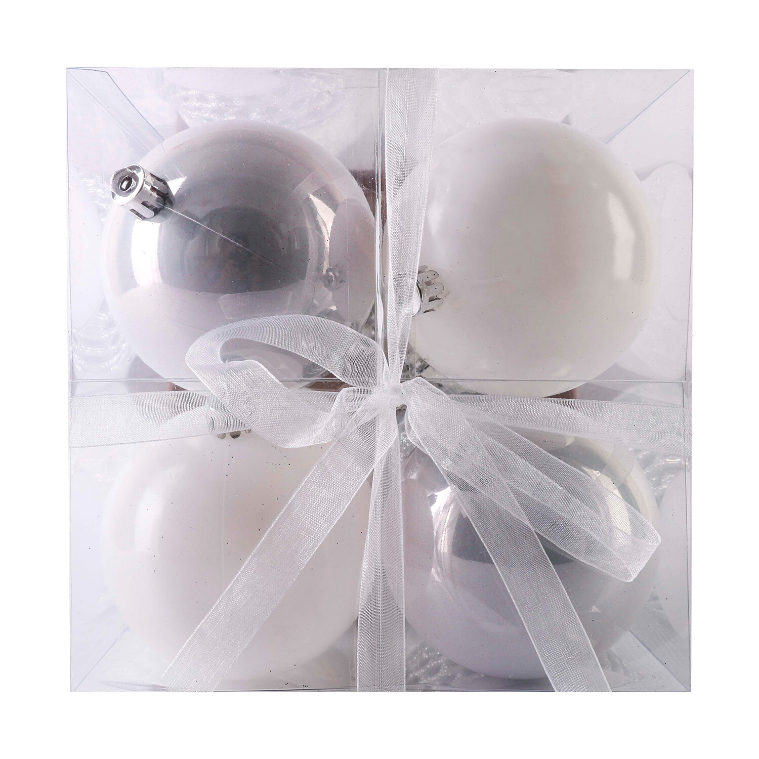 Set of 12 Frosted Baubles - Silver Image 2