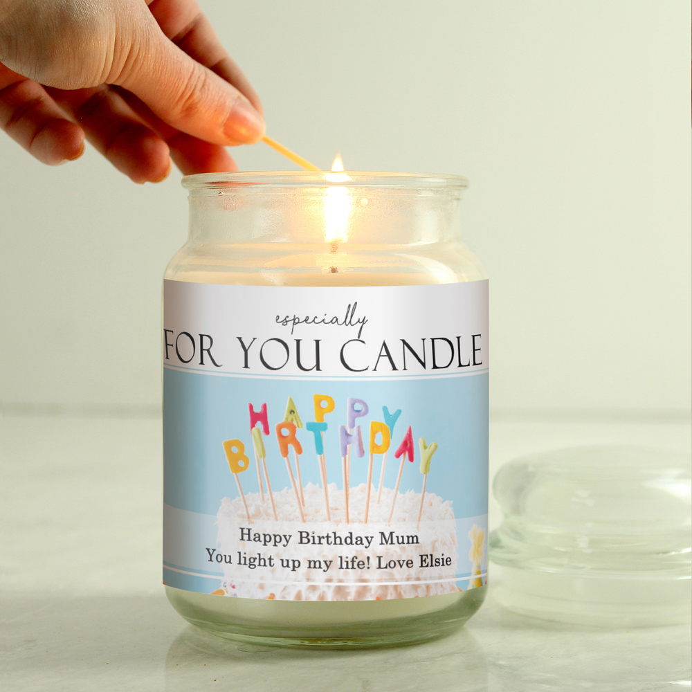 Personalised Memento Large Personalised Happy Birthday Scented Jar Candle Image 3