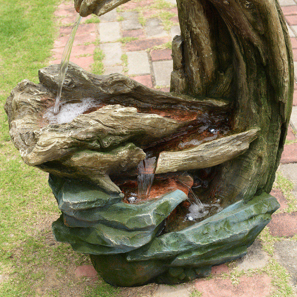 Teamson Home Grey Cascading Faux Rock and Wood Water Fountain 81cm Image 7