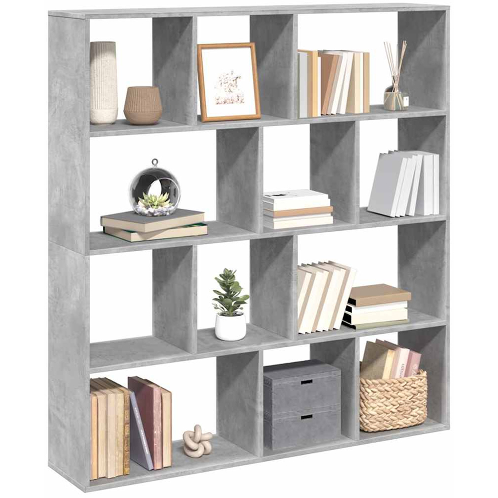 vidaXL 12 Shelf Concrete Grey Bookcase Image 4
