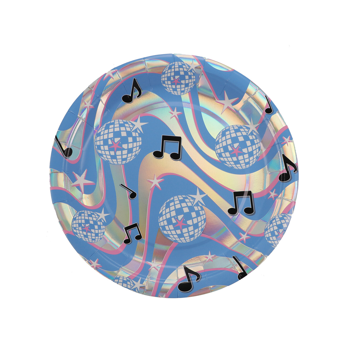 Pack of 8 Disco Party Plates - Blue Image