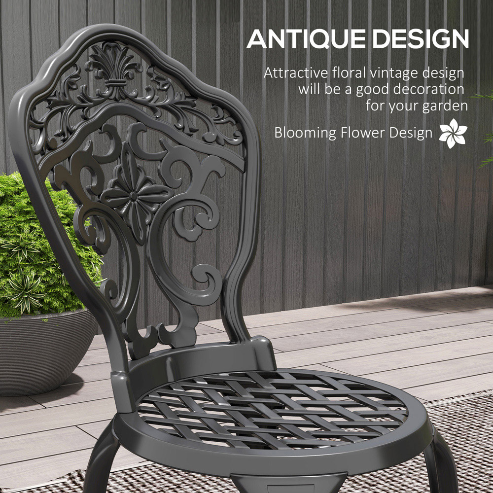 Outsunny 2 Seater Bistro Set with Parasol Hole Black Image 4
