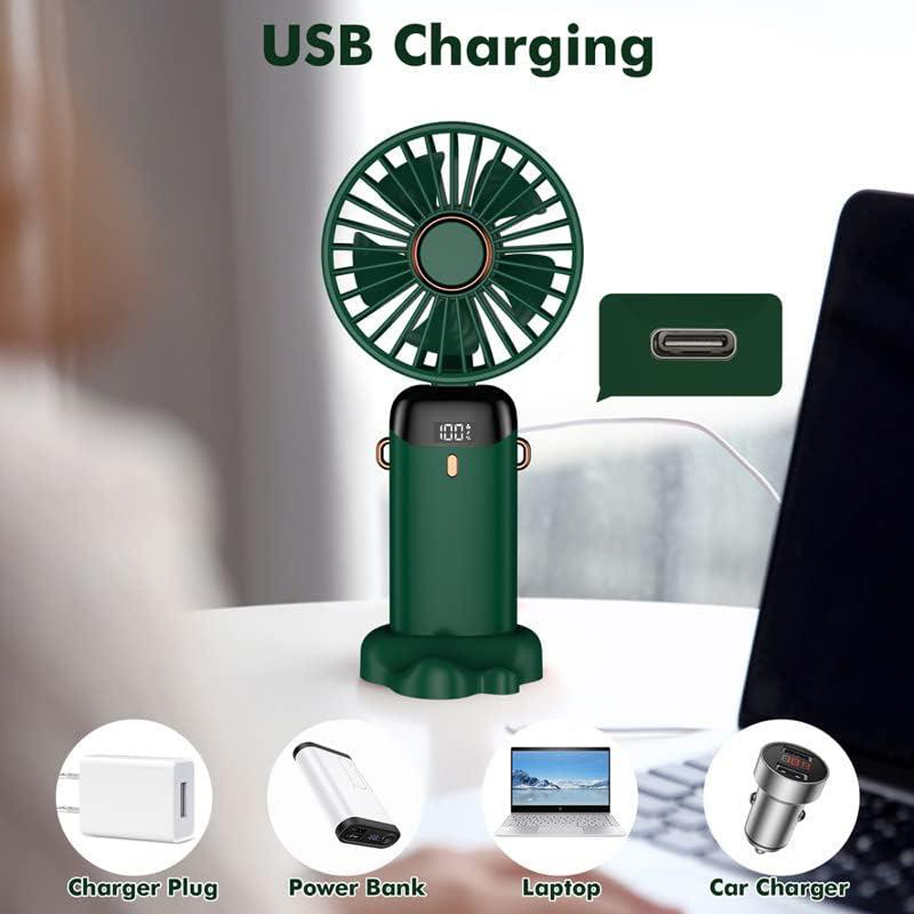 Dyzi 2 in 1 Green Portable Mini Handheld Fan Image 5