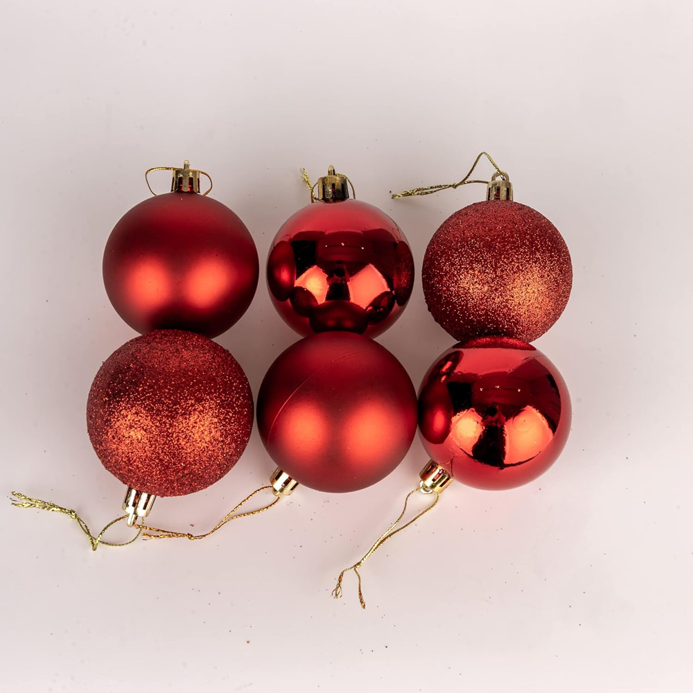 Shatchi Red 6cm Shatterproof Christmas Baubles 18 Pack Image 4