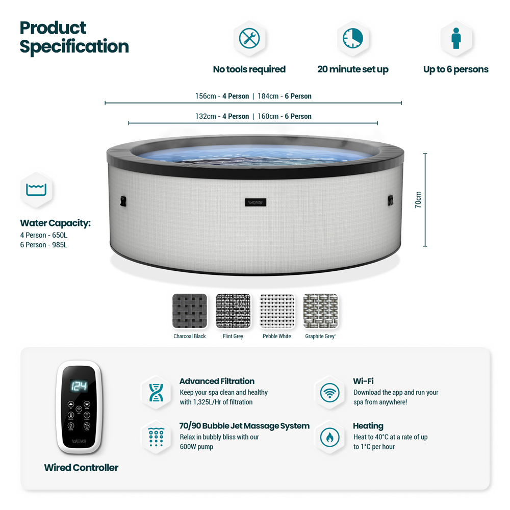 Wave Spas Tahoe 6 Person Graphite Grey Eco Foam Hot Tub with EnergySave Bundle Image 7