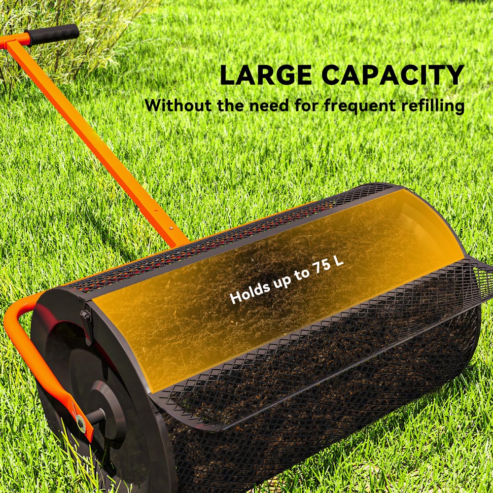 Outsunny Orange and Black Compost Spreader with Adjustable Handle 300L Image 8