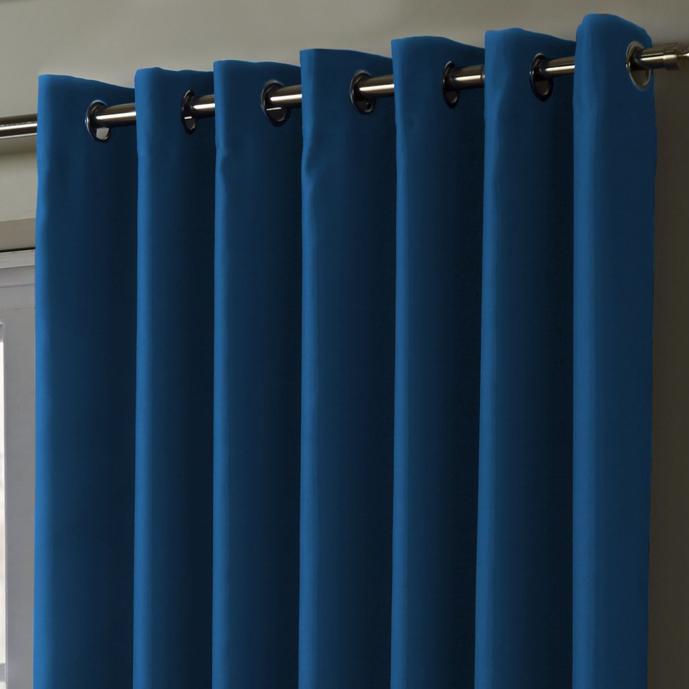 Alan Symonds Essential Blue Plain Ring Top Eyelet Curtains 167 x 137cm Image 3