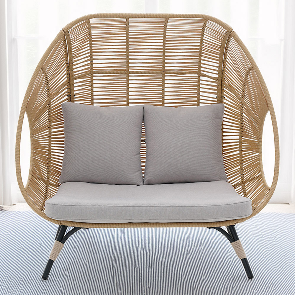 Double Standing Egg Chair - Wicker & Grey Image 1