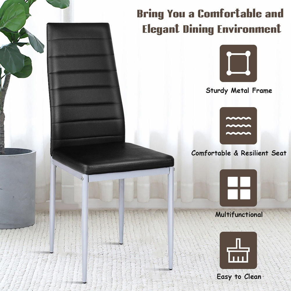 Costway Set of 4 Black High Back Dining Chairs Image 5