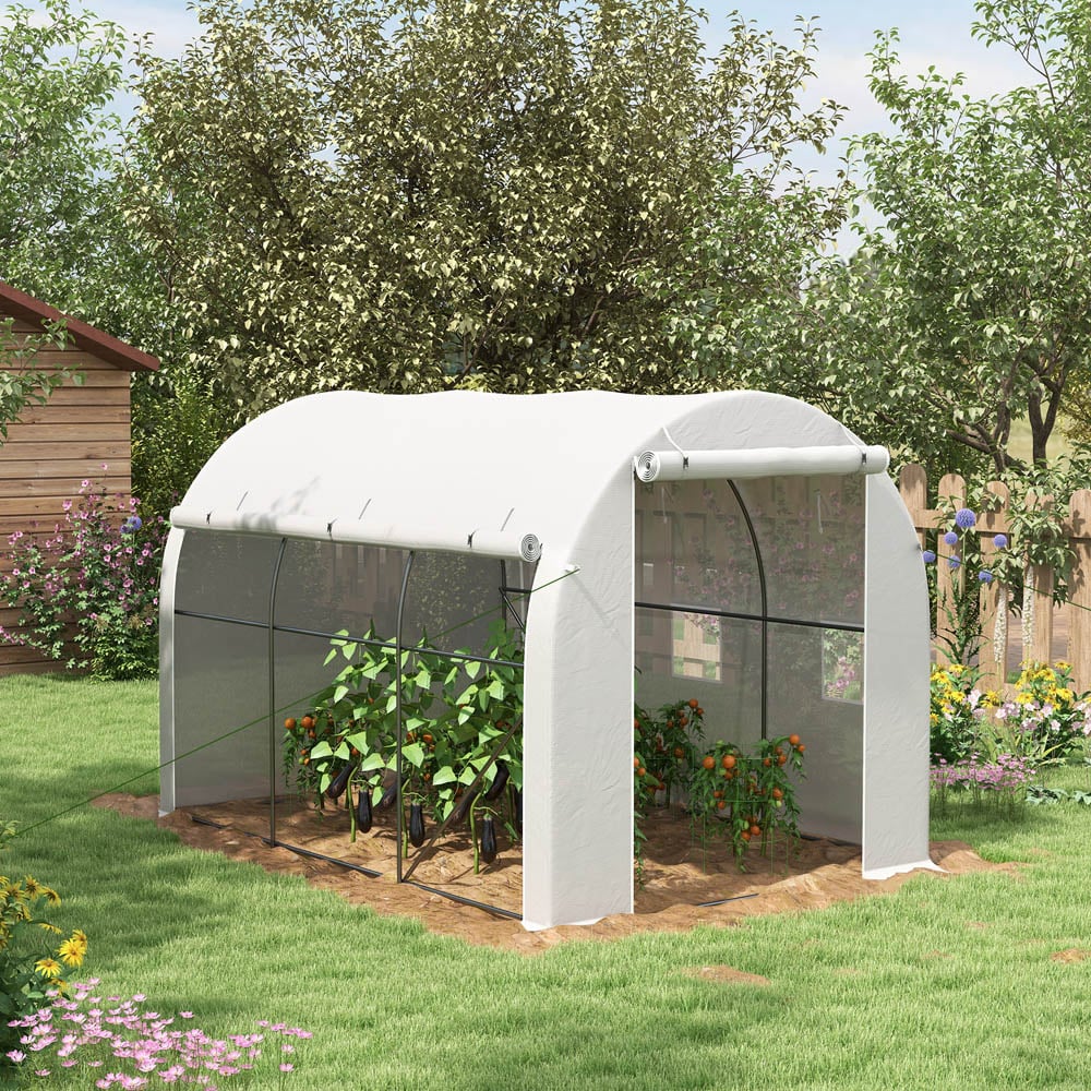 Outsunny 6.4 x 9.7ft Galvanised Steel Frame Polytunnel Greenhouse with PE Cover Image 2