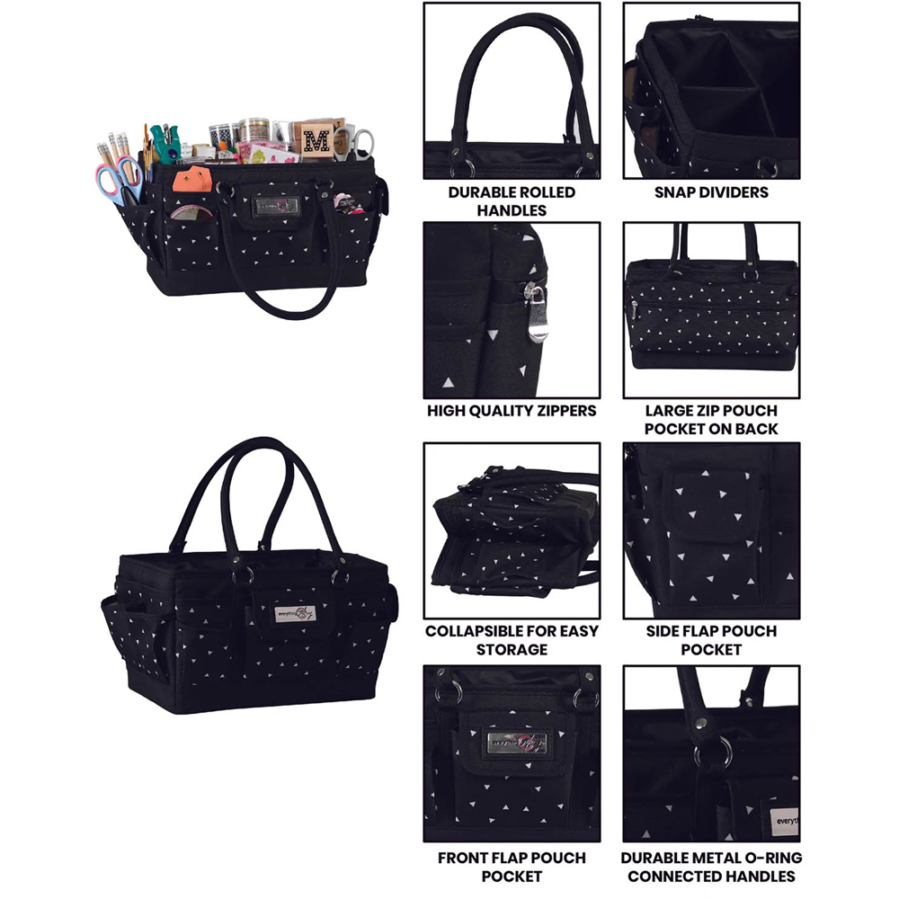 Everything Mary EVM12776-3 Black White Deluxe Store Collapsible Tote Caddy 30.5 x 22 x 19cm Image 9