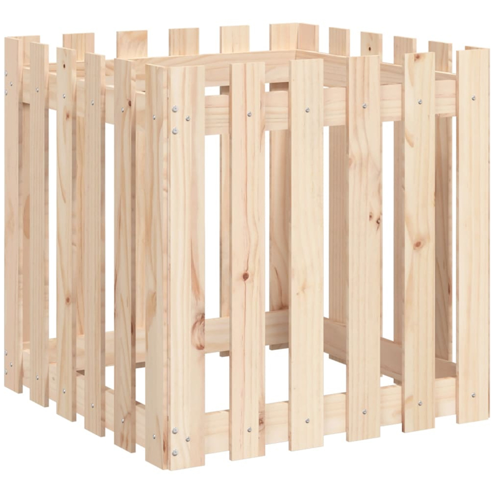 vidaXL Natural Solid Pine Wood Square Garden Planter 60cm Image 1