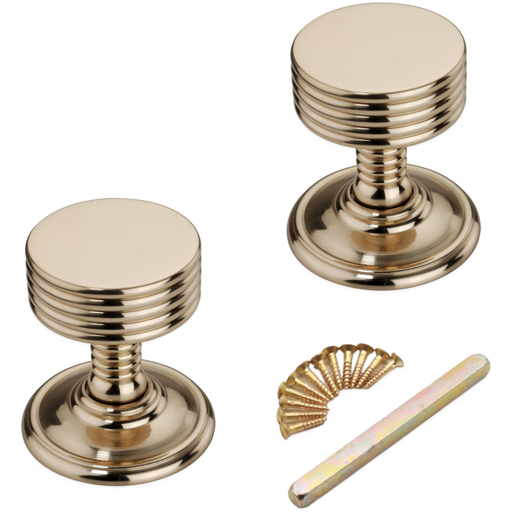 Spira Brass Polished Brass Oxford Mortice Door Knob 2 Pack Image 4